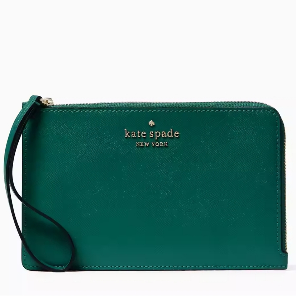 Kate Spade Staci Medium Zip Wristlet Deep Jade Green